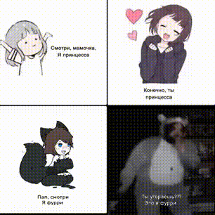 a cartoon of a girl in a cat costume is surrounded by other cartoons