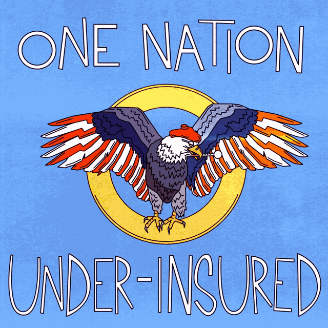 a poster that says one nation under insured with an eagle