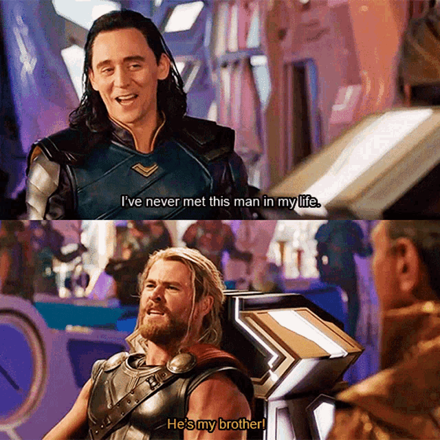 thor is talking to loki in a scene from the movie thor