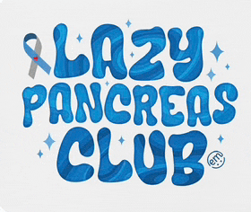 a logo for the lazy pancreas club with a ribbon