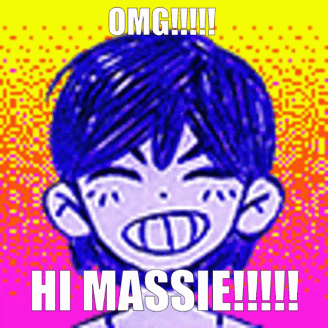 a drawing of a person with the words omg hi massie written on it