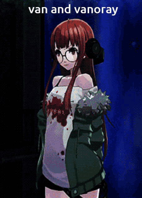 a picture of a girl with glasses and the words van and vanoray above her