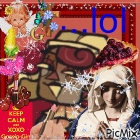 a picture of a woman with a pie on her head and the words " keep calm and xoxo good girl " on the bottom