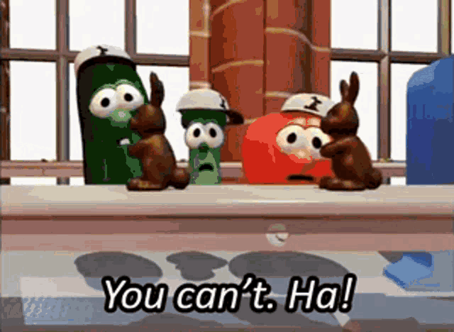 a group of cartoon characters standing next to each other with the words you can 't ha