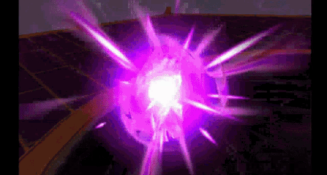 a purple light is coming out of a sphere in a video game