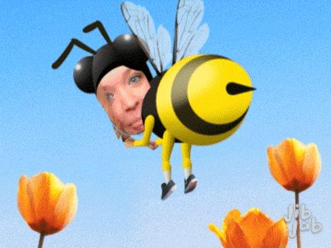 a cartoon of a bee with a woman 's face on its back