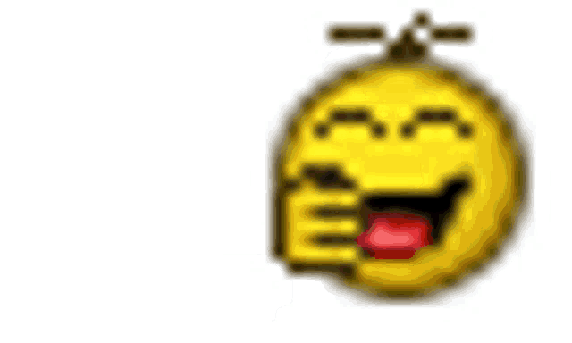 a pixel art of a smiley face with a peace sign behind it