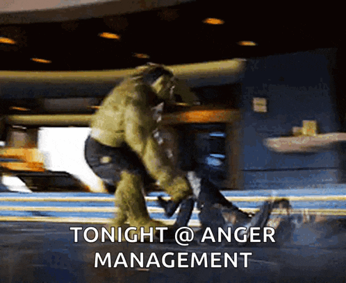a picture of a hulk with the words tonight @ anger management above him