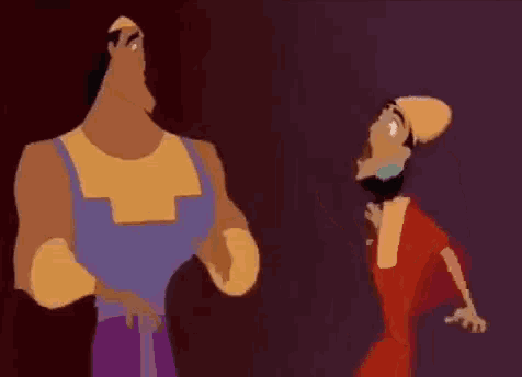 two cartoon characters are standing next to each other and one of them is asking the other " che fai , tocchi ? "