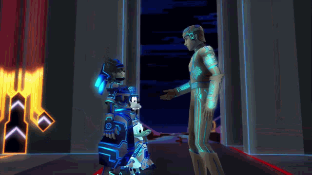 a cartoon character is standing next to another character and the words welcome are visible