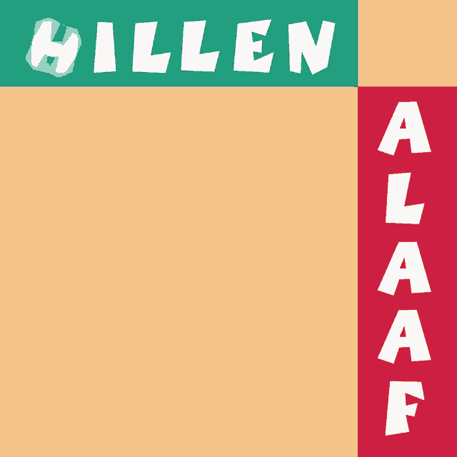 a green and yellow sign that says hills and laaf