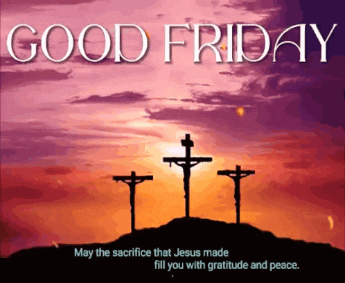 three crosses on top of a hill with the words good friday above them