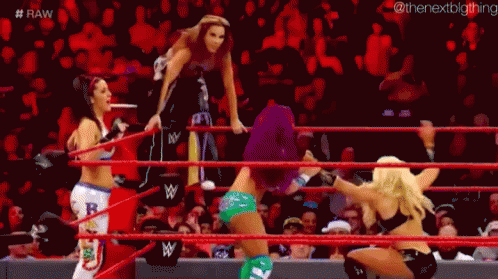 Mickie James Double Axe Handle GIF - Mickie James Double Axe Handle Sasha Banks GIFs