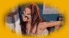 a pixel art of a woman taking a selfie with a gun .