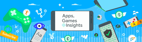 an advertisement for apps games and insights shows a phone surrounded by icons