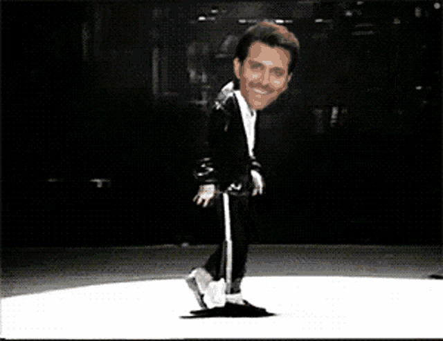 a cartoon of a man dancing on a stage