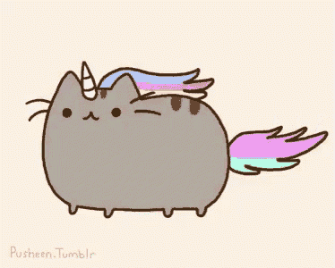 a drawing of a cat that looks like a unicorn with a rainbow mane and tail