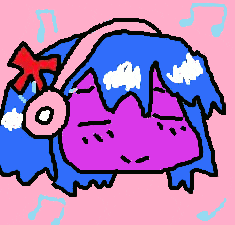 a cartoon drawing of a girl with headphones on