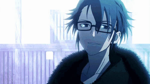 a cartoon character with glasses and a fur coat