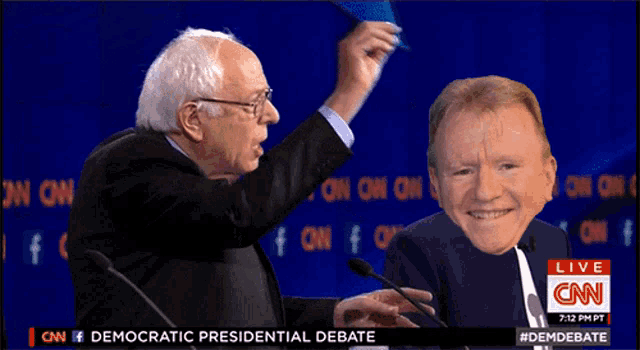 a cnn screen shows a democratic presidential debate live