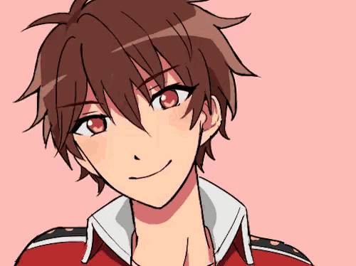 a drawing of a boy with red eyes