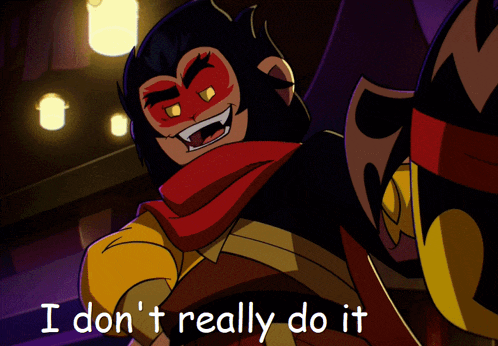 a cartoon of a monkey with the words " i don t really do it "