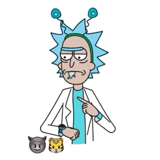 a drawing of rick from rick and morty with a robotic arm