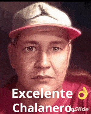 a painting of a man wearing a hat with the words " excelente chalanero " written below him