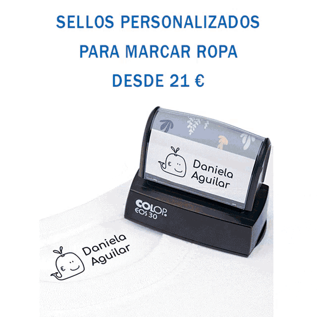 a person is stamping a shirt with the name daniela sanchez