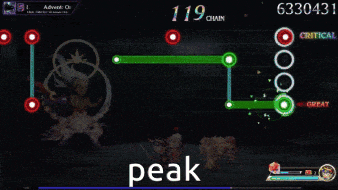 a screenshot of a video game that says peak on the bottom