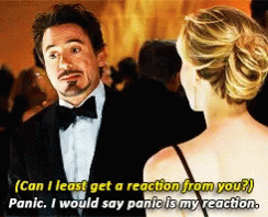 Reaction Panic GIF - Reaction Panic Tony Stark GIFs