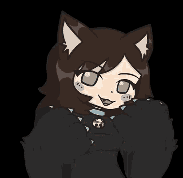 a drawing of a girl with cat ears and a black sweater