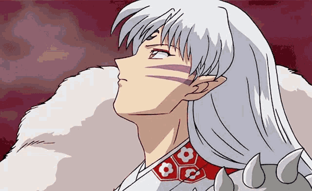 a cartoon drawing of a man with long white hair and horns