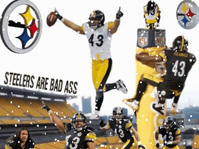a collage of steelers players with the words steelers are bad ass on the bottom