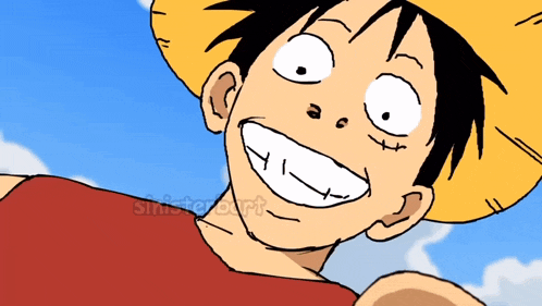 a cartoon drawing of monkey d luffy with a straw hat
