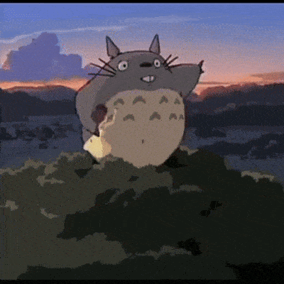 a cartoon cat is standing on a hill with a girl
