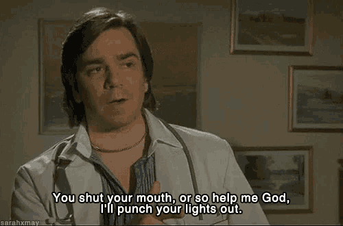 a man with a stethoscope around his neck is saying you shut your mouth