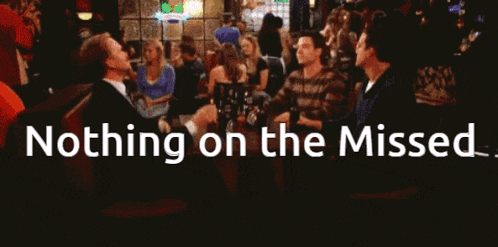 a group of people are sitting at tables in a bar with the words nothing on the missed