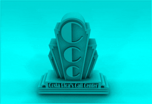 a 3d model of costa rica 's call center against a blue background