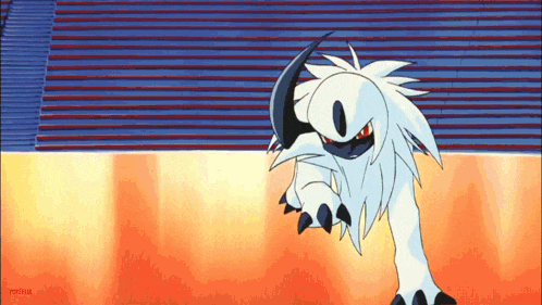 a cartoon character is standing in front of a wall with a sword in its hand .