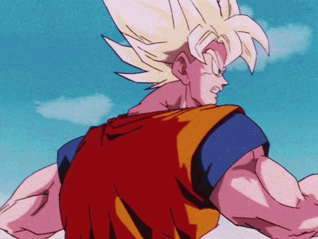 a close up of a cartoon character with a blue shirt on