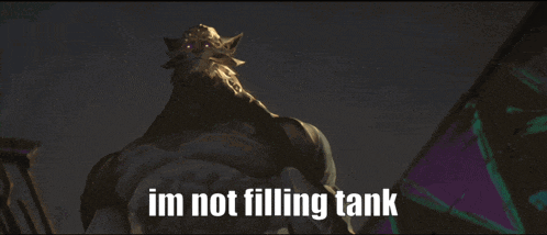 a monster with the words im not filling tank written on it