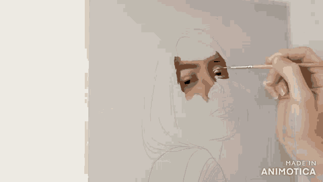 a person is painting a portrait of a woman with a brush .