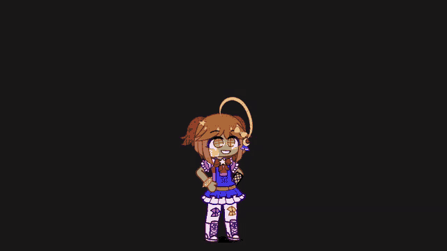 a little girl with green eyes and a ponytail is standing in front of a black background