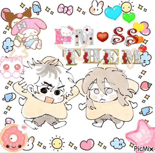 a drawing of a boy and a girl with the words " i 'm boss them " in the middle
