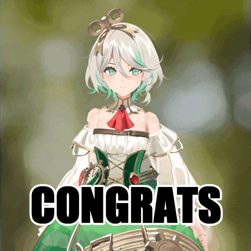 a picture of a girl with the words congrats written below her