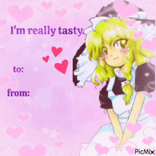 a picture of a girl with the words i 'm really tasty
