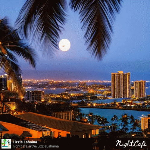 Honolulu Citiscape By Moon GIF - Honolulu Citiscape By Moon GIFs