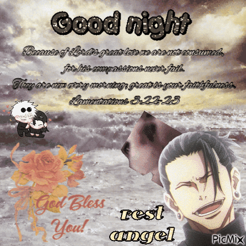 a picture of a man with the words good night rest angel