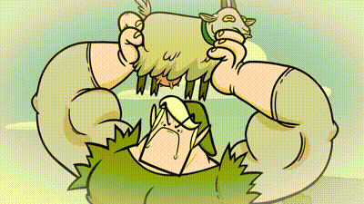 a cartoon of a man holding a sheep in his arms .